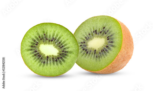 Single half of kiwi fruit isolated on white