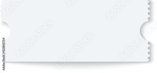 Blank ticket mockup. Realistic white paper pass