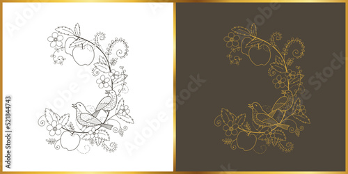 idyllic fruit orchard, art deco & art nouveau style, vector, logo illustration vol.2