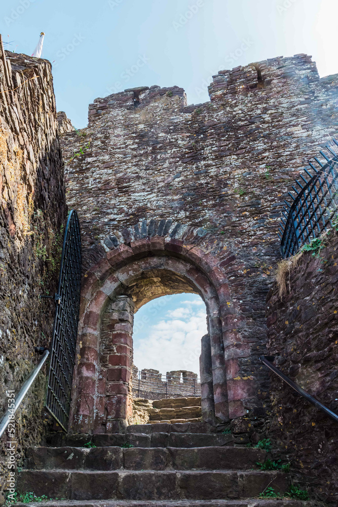 One of the oldest strongholds of Norman Britain, the great circular stone shell keep of Totnes castle, in Totnes, Devon, UK.