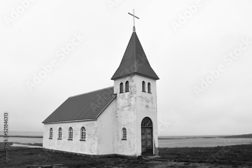 Isolated church in black and white