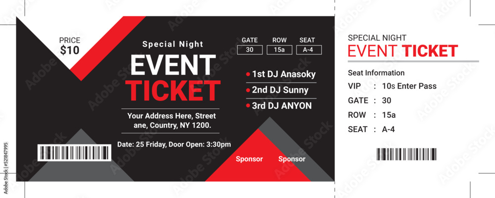 Event Ticket Vector Template 83 Event Ticket Vector Template 83