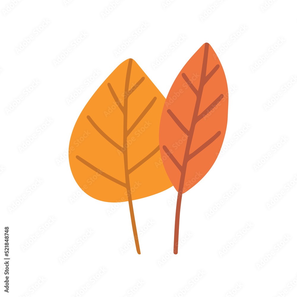 Autumn leaves set isolated on a white background. Simple cartoon flat style, vector illustration. Autumn leaves set isolated on a white background. Simple cartoon flat style, vector illustration.