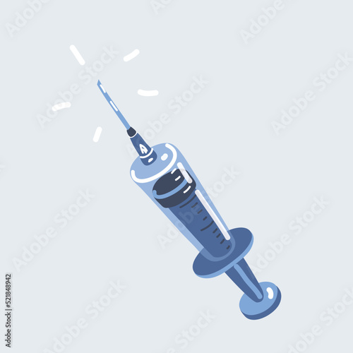 Vector illustration of Medical disposable syringe with needle. Applicable for vaccine injection, vaccination.
