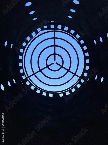 a crosshair against the blue sky