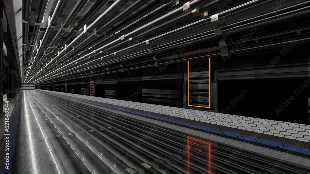 abstract background of Sci Fi gate tunnel industrial Futuristic Spaceship , 3D illustration rendering abstract background of Sci Fi gate tunnel industrial Futuristic Spaceship , 3D illustration rendering