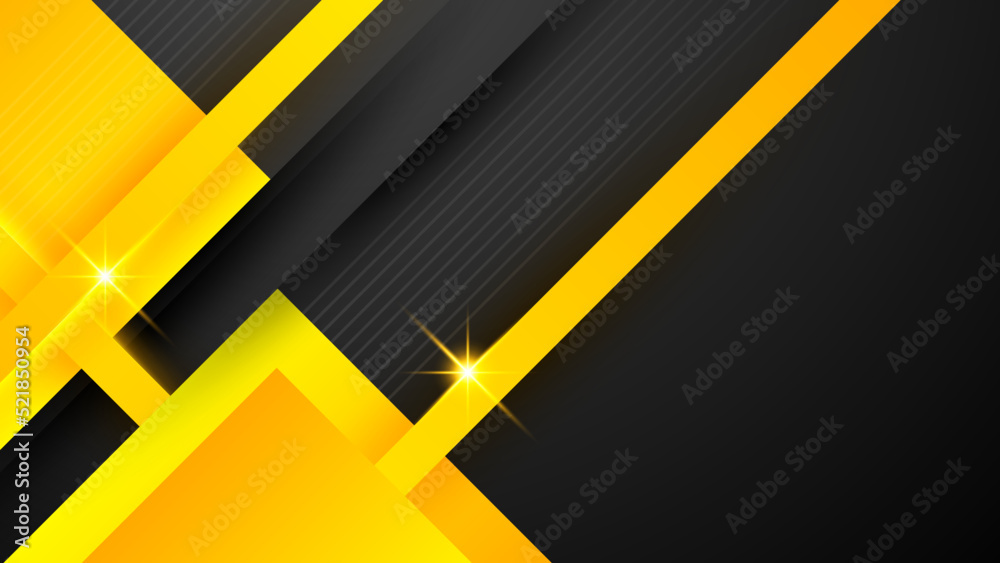 Black and yellow overlap background. Texture with dark metal pattern. Modern overlap dimension vector design. Futuristic perforated technology abstract background with yellow glowing lines Black and yellow overlap background. Texture with dark metal pattern. Modern overlap dimension vector design. Futuristic perforated technology abstract background with yellow glowing lines