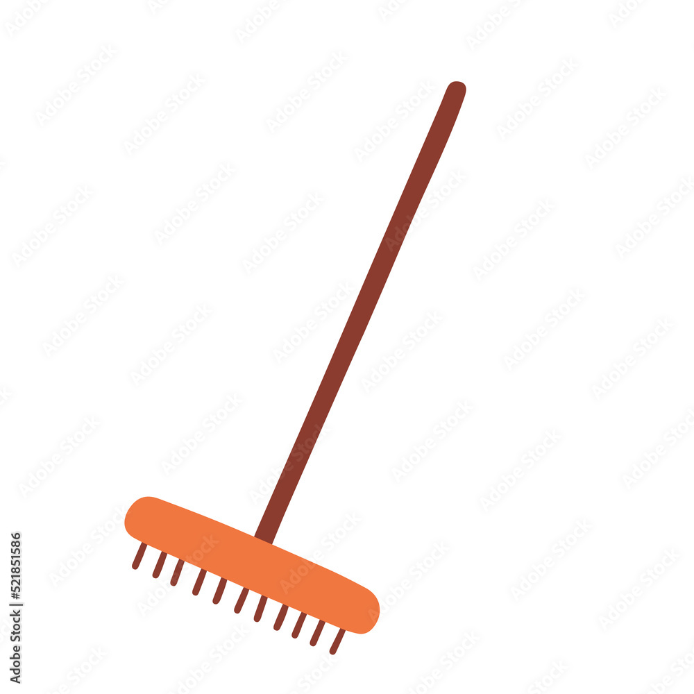 Hand drawn illustration of rake. Isolated element on white background. Autumn. Harvesting. Hand drawn illustration of rake. Isolated element on white background. Autumn. Harvesting.