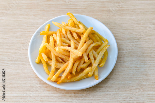 French fries Snack food crispy potato . Fast food or snacks concept. Patates cips.