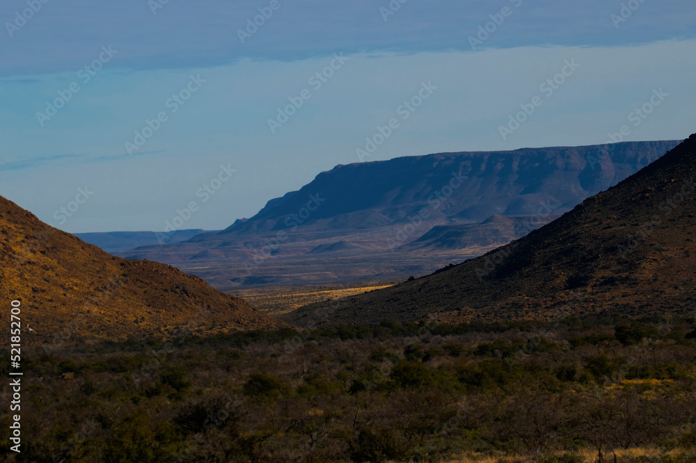 Nuweveld mountains, which form part of the Great Escarpment, rise above the plains near the Klipspringer Pass, Karoo National Park.