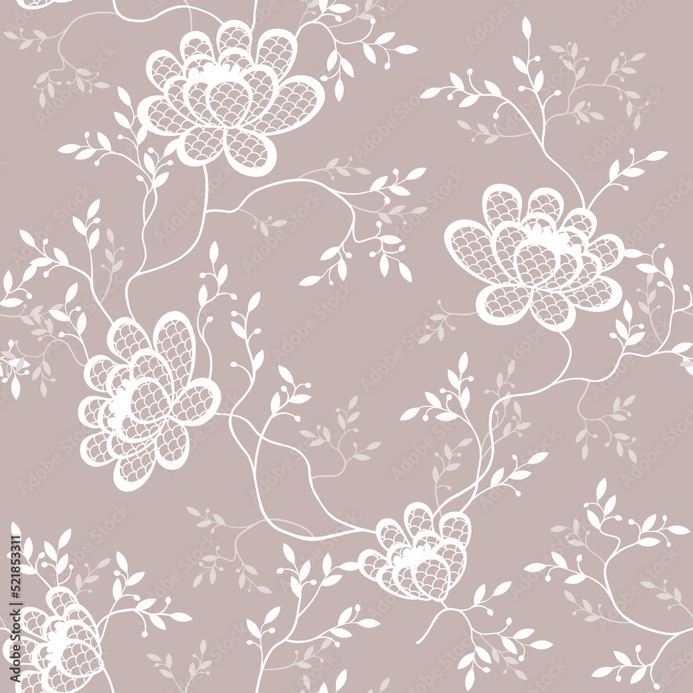 Fototapeta premium seamless pattern of flowers, branches and leaves