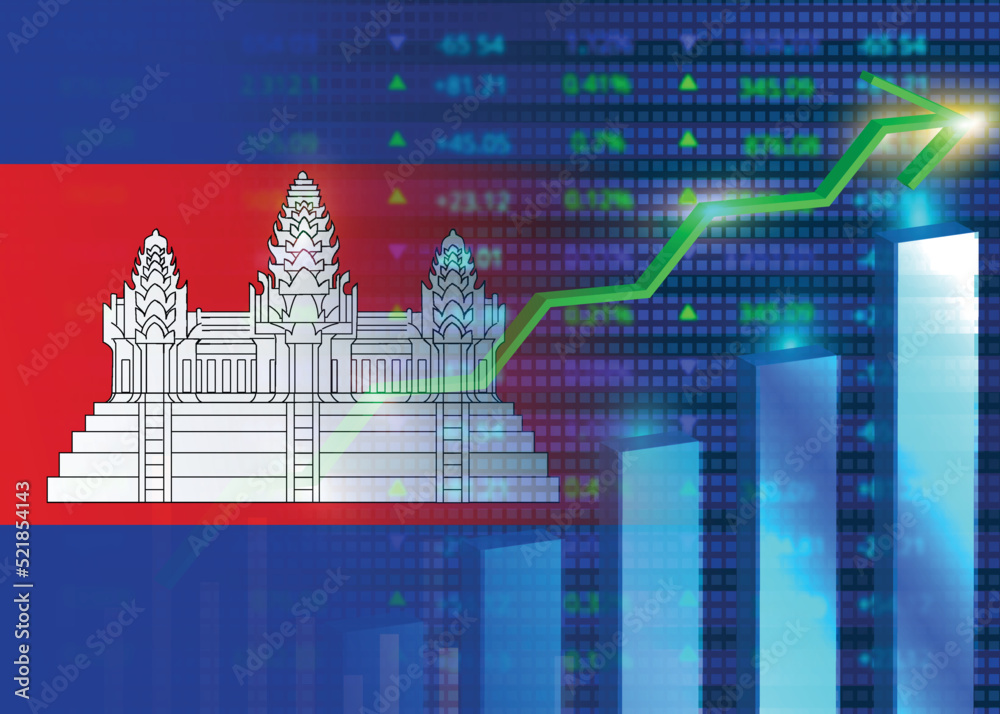 Economic growth concept in Cambodia.Cambodia's stock market.Cambodian