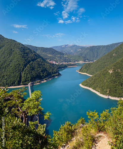 Piva Lake  Pivsko Jezero  view in Montenegro.