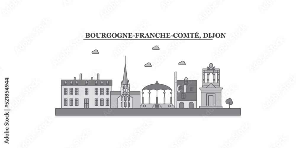 France, Dijon city skyline isolated vector illustration, icons