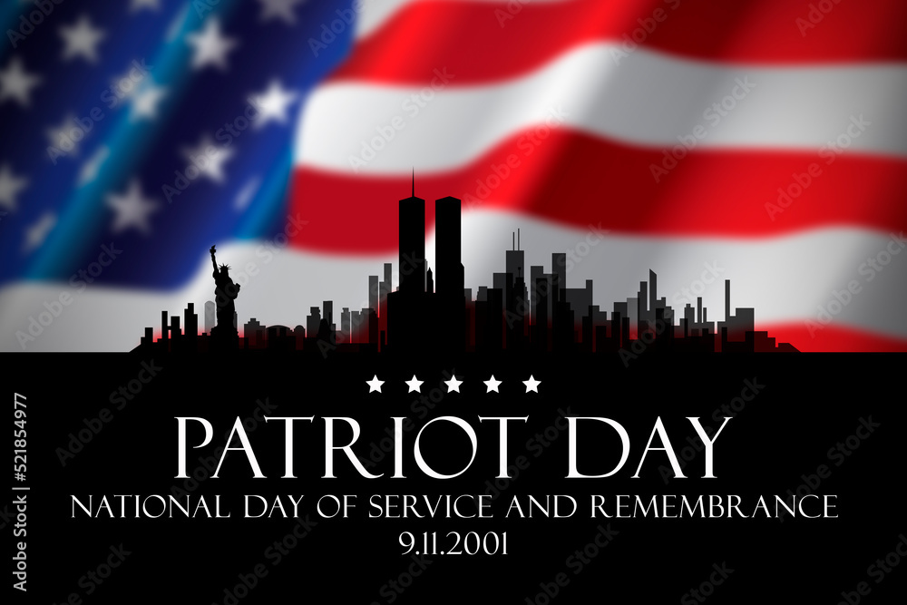 Patriot Day. New York city skyline. National Day of Service and Remembrance. Stock Illustration