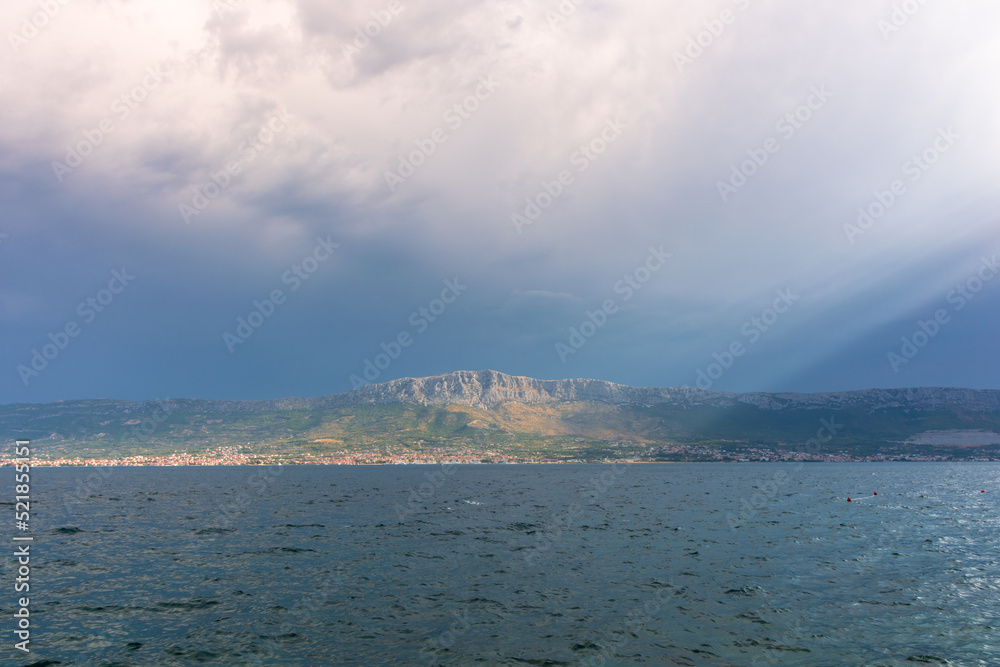 Split, Adriatic coast in Croatia, dramatic sky, seascape