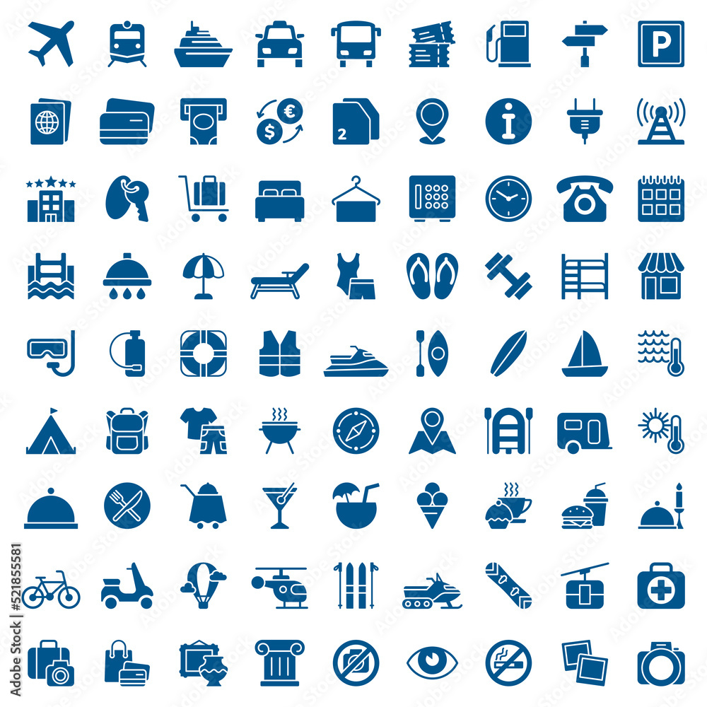 Icon set of hotel services. Vector illustration