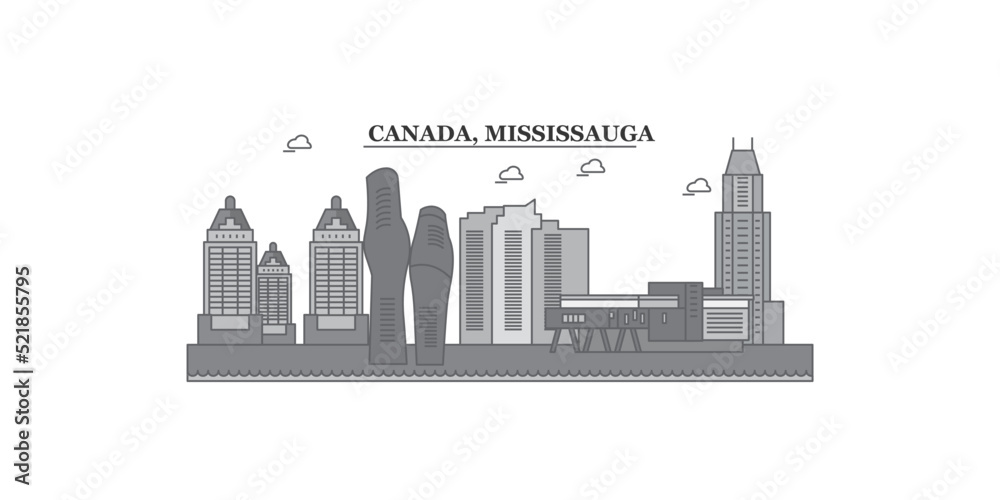 Fototapeta premium Canada, Mississauga city skyline isolated vector illustration, icons