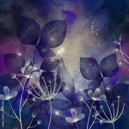 floral ornament background, autumn leaves