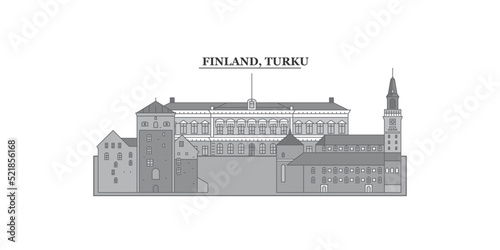 Finland, Turku city skyline isolated vector illustration, icons