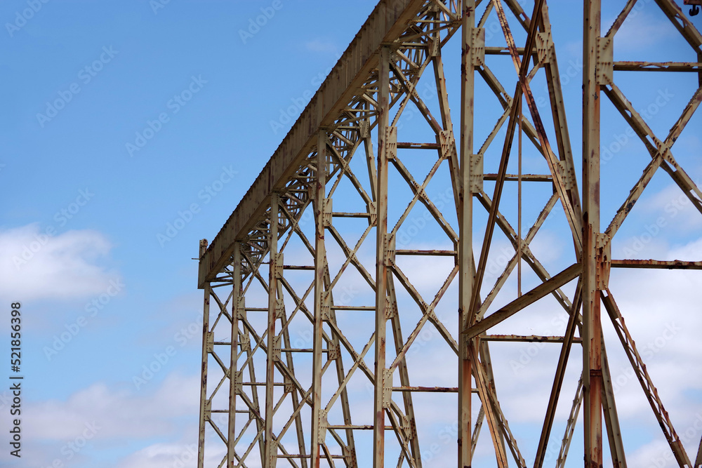 Partial view of a huge steel structure in an old defunct shipyard Partial view of a huge steel structure in an old defunct shipyard