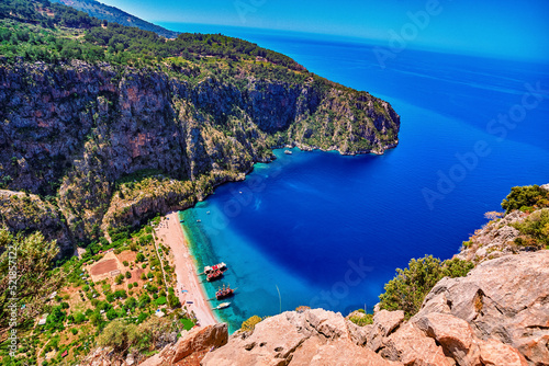 Butterfly valley landscape with blue water in Turkey