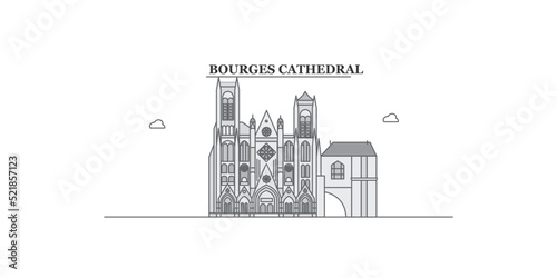 France, Bourges city skyline isolated vector illustration, icons #521857123