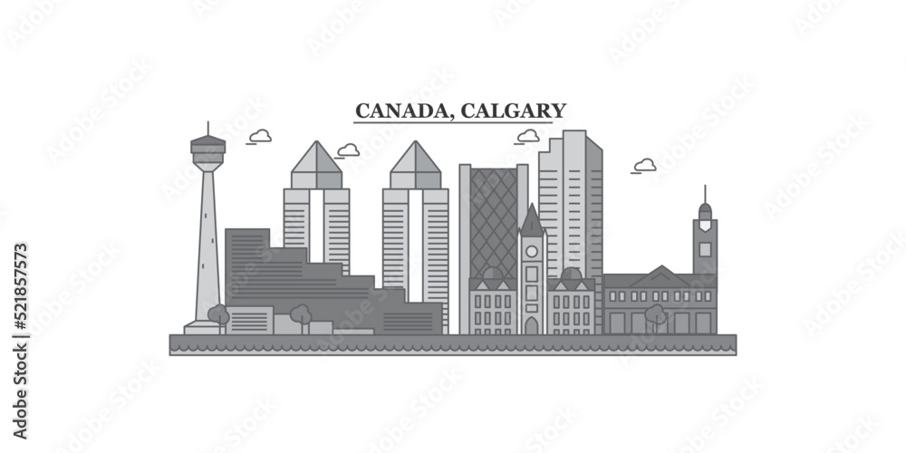 Fototapeta premium Canada, Calgary city skyline isolated vector illustration, icons
