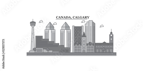 Canada, Calgary city skyline isolated vector illustration, icons
