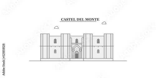 Tableau sur toile Italy, Apulia, Castel Del Monte city skyline isolated vector illustration, icons
