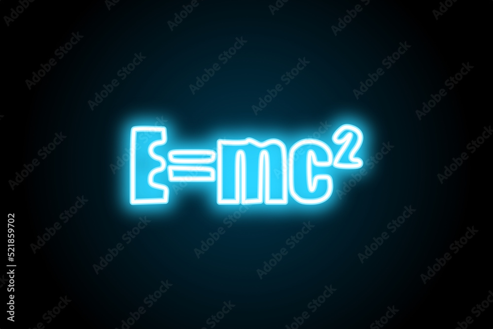 Physics einstein relativity theory energy equation glowing neon sign Physics einstein relativity theory energy equation glowing neon sign