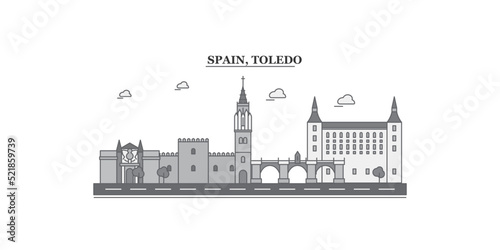 Spain, Toledo city skyline isolated vector illustration, icons
