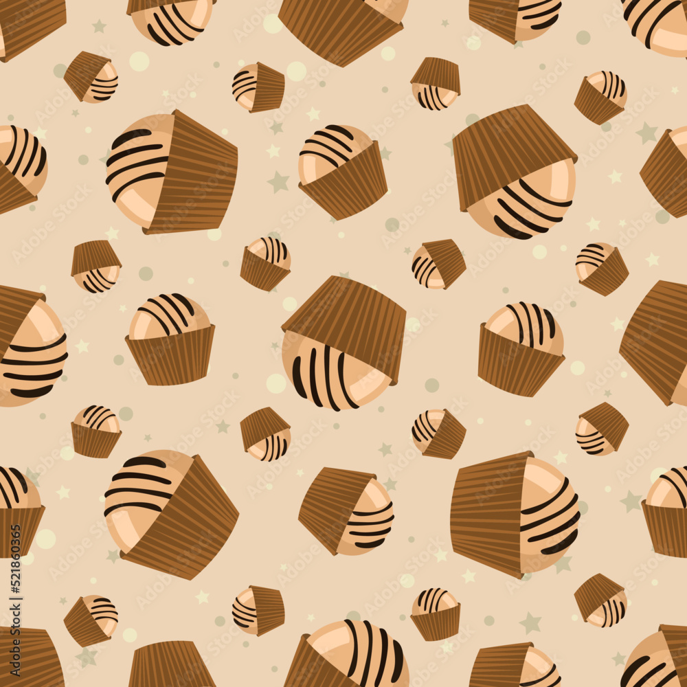 Brown candy seamless pattern background