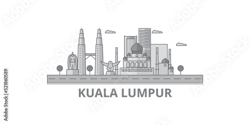 Malaysia, Kuala Lumpur city skyline isolated vector illustration, icons