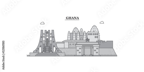 Ghana city skyline isolated vector illustration, icons