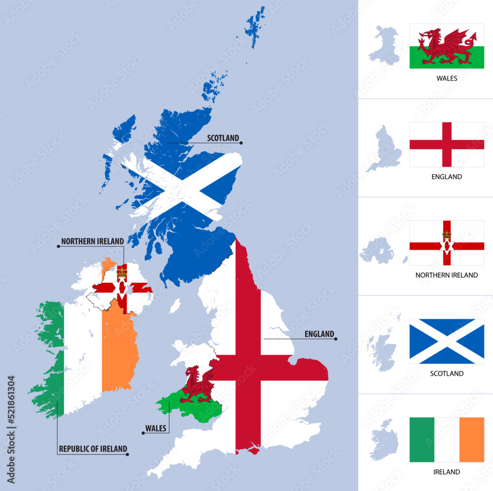 Vecteur Stock Detailed Map Of The United Kingdom Of Great Britain Vecteur Stock Detailed Map Of The United Kingdom Of Great Britain