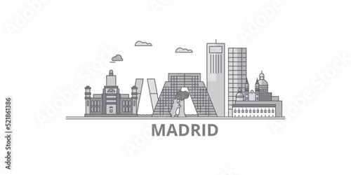 Spain, Madrid City city skyline isolated vector illustration, icons