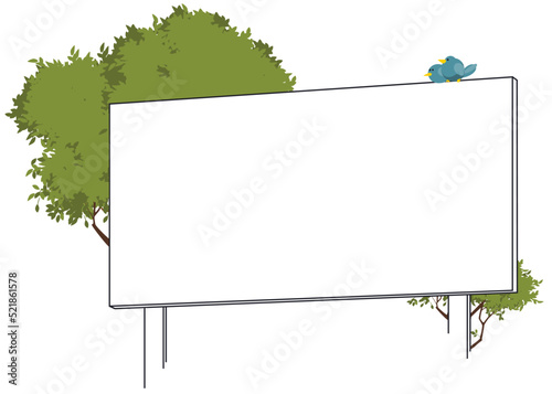 Funny birds are sitting on sign. Illustration for internet and mobile website.