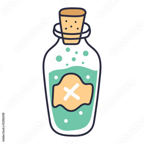 Alchemist alchemy magic esoteric wizard potion elixir doodle line style witchy concept isolated on white background. Vector design graphic element illustration