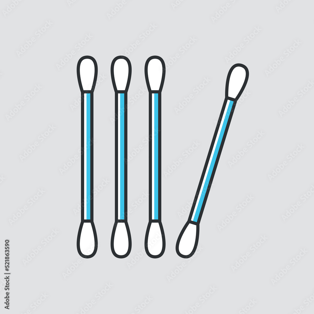 Cotton buds line icon vector illustration. Blue plastic swabs. Vector illustration Cotton buds line icon vector illustration. Blue plastic swabs. Vector illustration