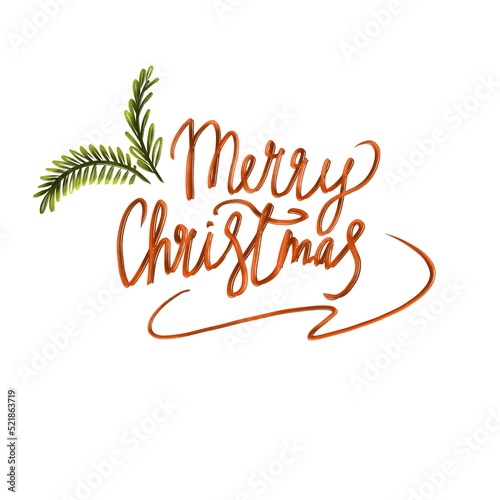 Merry Christmas lettering isolated on white background