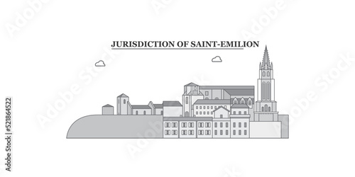 Murais de parede France, Saint-Emilion city skyline isolated vector illustration, icons