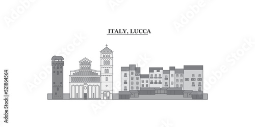 Italy, Lucca city skyline isolated vector illustration, icons photo