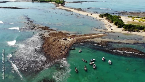 Aerial view of the St. Martin's Island, locally known as Narikel Jinjira, is the only coral island and one of the most famous tourist spots of Bangladesh. photo