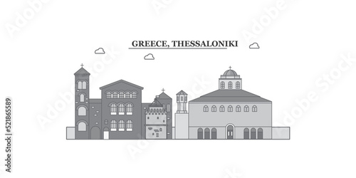 Greece, Thessaloniki city skyline isolated vector illustration, icons photo