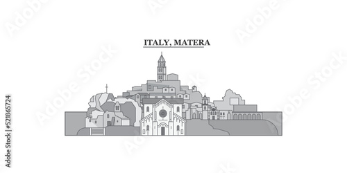 Italy, Matera city skyline isolated vector illustration, icons