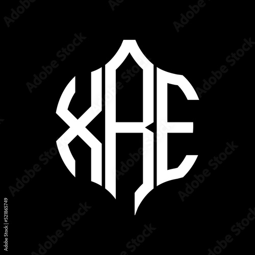 XRE letter logo. XRE best black background vector image. XRE Monogram logo design for entrepreneur and business.
 photo