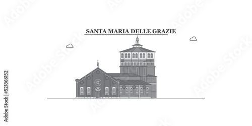 Italy, Santa Maria Delle Grazie city skyline isolated vector illustration, icons