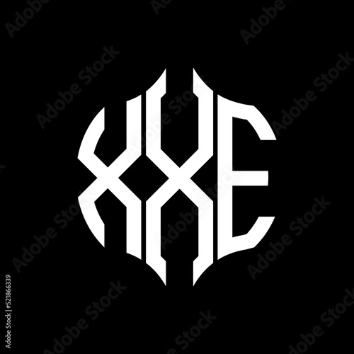 XXE letter logo. XXE best black background vector image. XXE Monogram logo design for entrepreneur and business.
 photo