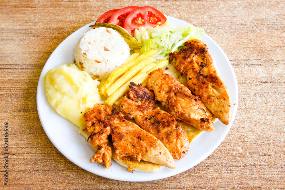 Chicken wings barbeque in a dish with BBQ sauce . Izgara tavuk sis kanat. Chicken wings barbeque in a dish with BBQ sauce . Izgara tavuk sis kanat.